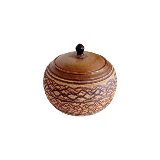 Melvin John (Mel) Cole, Sgraffito and Oxide-Stained Lidded Pot