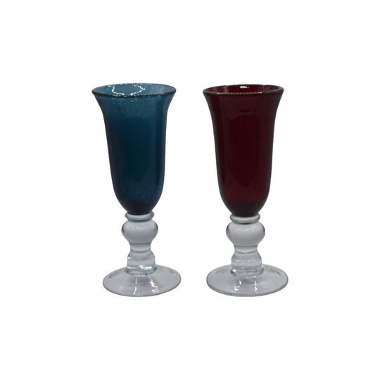Mexican Style hand blown Champagne Flutes. Water Goblets. Cocktail Glasses, Set of 2