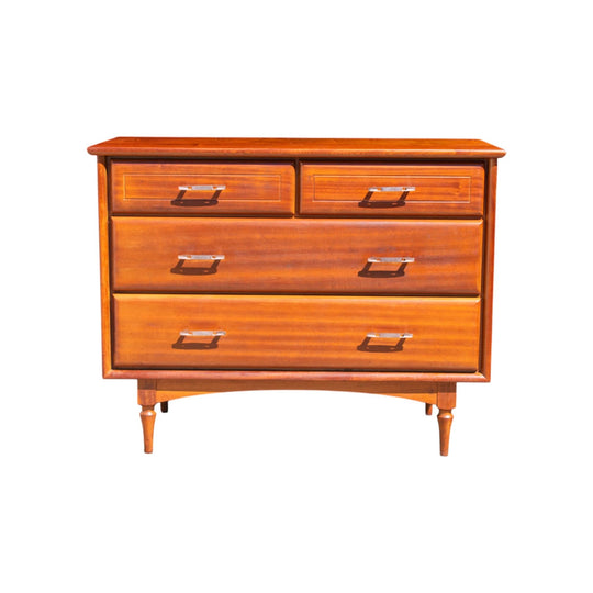 Mid-Century 4-Drawer Chest with Labelled Lincoln Turner Bronze Handles (NZ)