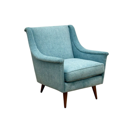 Mid-Century Armchair in Ocean Blue Upholstery