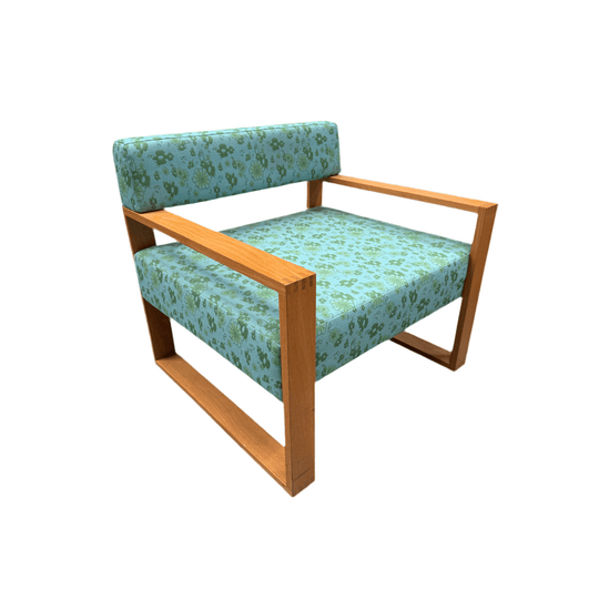 Mid Century Blue and Floral Armchair