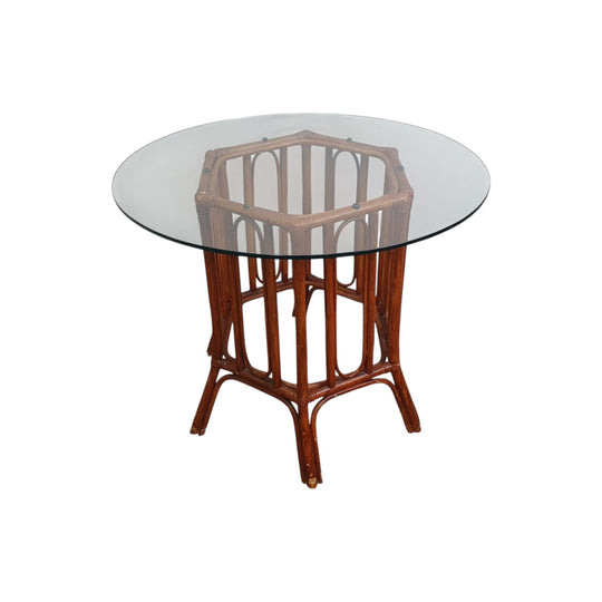 Mid-Century Cane Base &amp; Glass Top Table