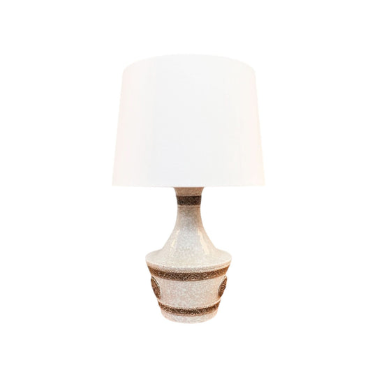 Mid Century Ceramic Italian Cream & Brown Table Lamp
