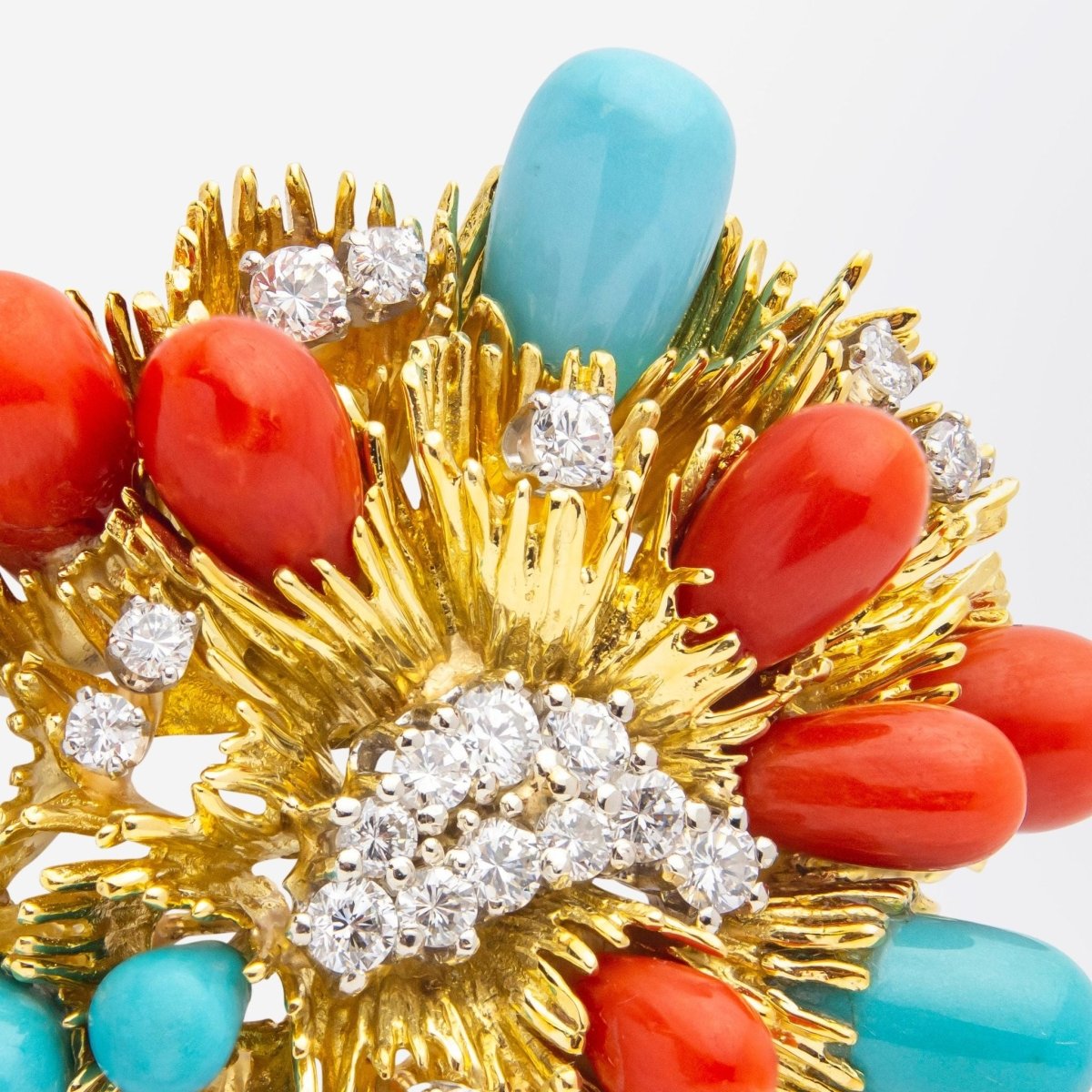 Mid Century Coral & Turquoise Brooch Pendant by Tiffany & Co. | Bazaa | Designer, Vintage and Antique Furniture