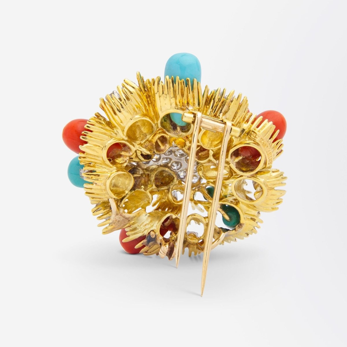 Mid Century Coral & Turquoise Brooch Pendant by Tiffany & Co. | Bazaa | Designer, Vintage and Antique Furniture