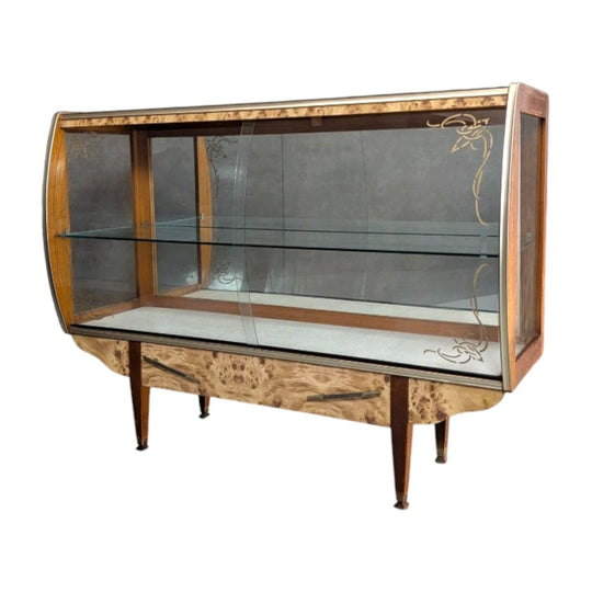 Mid Century Curved Glass Display Cabinet by John Grimes Furniture