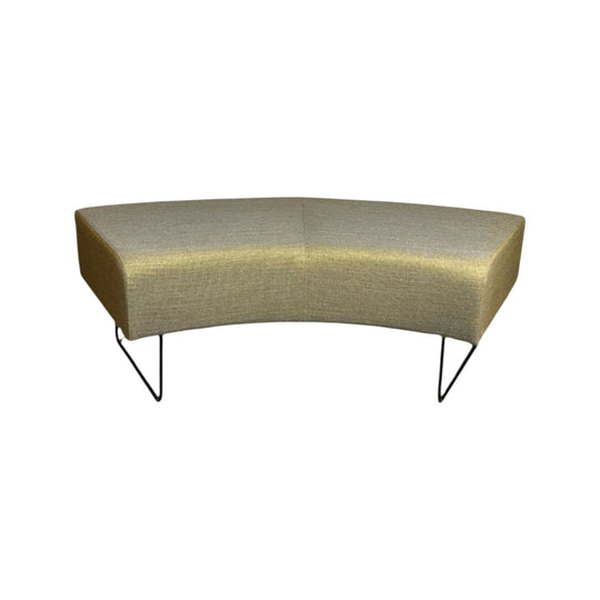 Mid-Century Curved Ottoman in Olive Green / PRICE