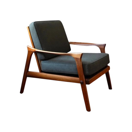 Mid-century Danish Deluxe “Inga” armchair with rattan back
