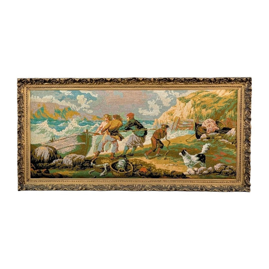 Mid century French needlepoint in gilt Baroque frame