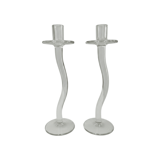 Mid-Century Glass Candlestick Set