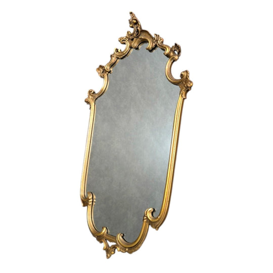 Mid Century Hollywood Regency Gilt Rococo Wall Mirror