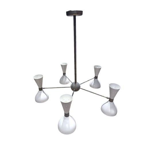 Mid-Century Italian-Style 5-Arm Sputnik Chandelier — Stilnovo / Sarfatti Style