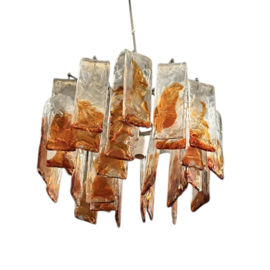 Mid Century Italian Terrazzo Amber Murano Pendant