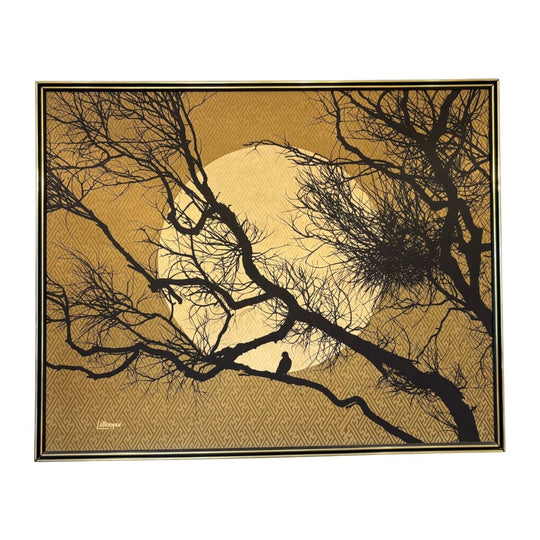 Mid-Century "Letterman" Wall Art with Moon and Trees