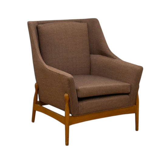Mid-Century “Matchstick” Teak Armchair, Upholstered in Kvadrat Atlas