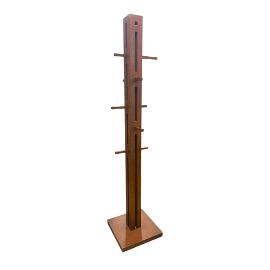 Mid-Century Modern Wooden Coat Rack Stand Brown Detachable Arms
