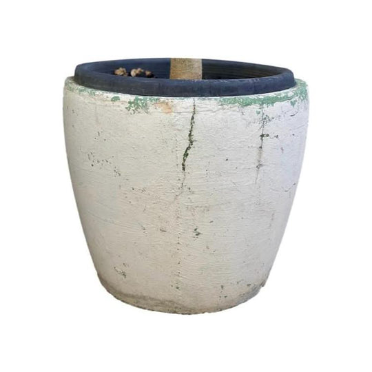 Mid Century palm springs white cement pot