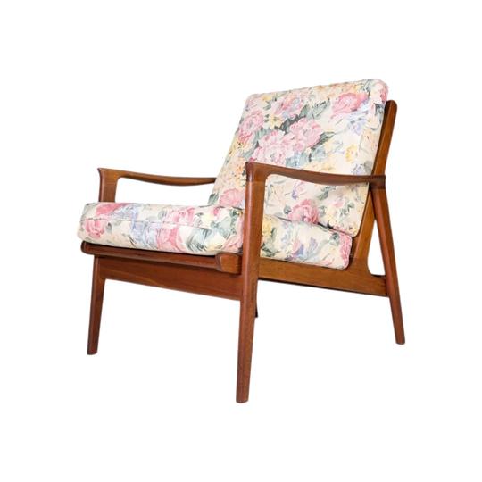 Mid Century Parker Armchair in Floral Jacquard