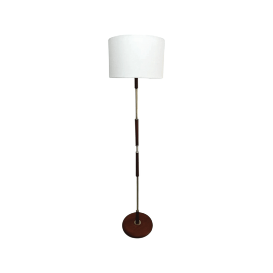 Mid Century Teak Floor Lamp with Brass Details