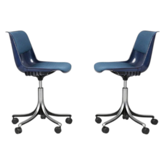 Mid Century Tecno Spa Modus Caster Chair in Navy by Osvaldo Borsani. 1960’