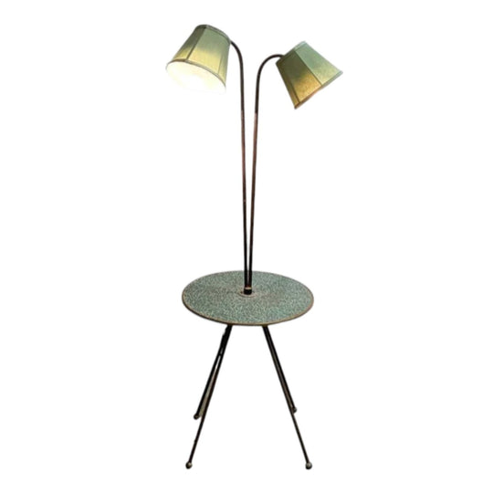 Mid Century Twin Head Floor Lamp With Table 1950-60s*