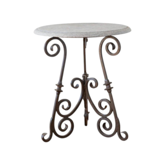 Mid Century Wrought Iron and Granite Bistro Table