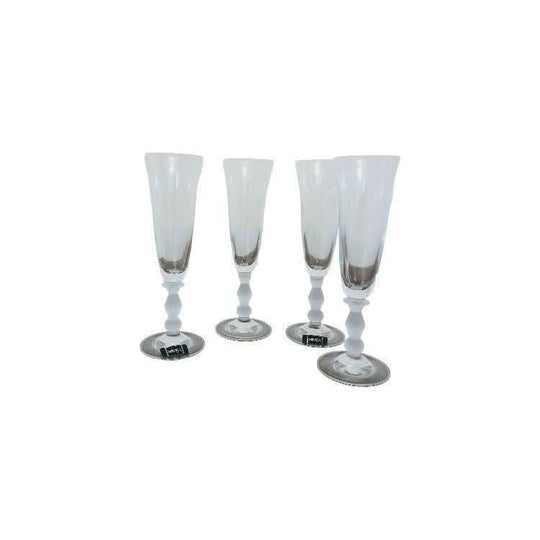 Mikasa Crystal Kensington Frost Stem Glass, Set of 4 Crystal Glass Flutes / Mikasa Kensington water Goblets