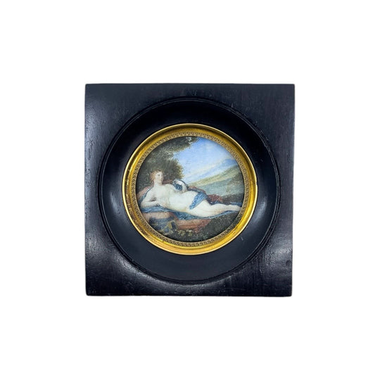 Miniature 18th-Century Reclining Nude Painting