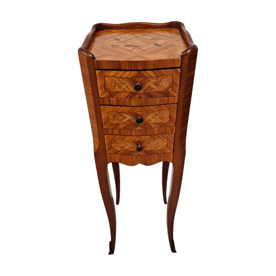 Miniature Marquetry Inlaid Louis XV Style Lamp Table