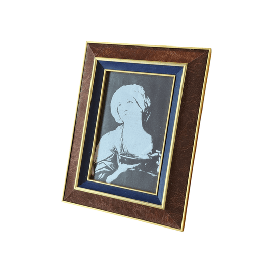 Mocha Brown & Navy Leather Rectangle Photo Frame