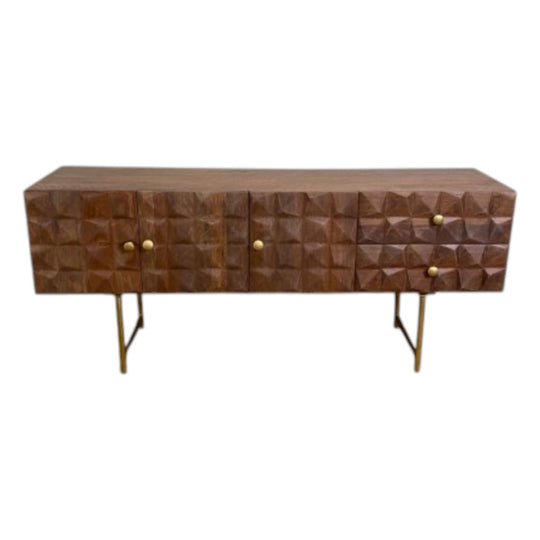 Modern Mangowood Sideboard With Gold Legs