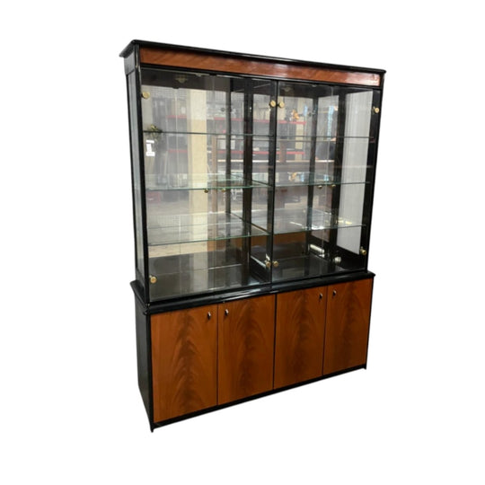 Modernist Black Lacquer Display Cabinet