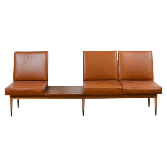 William Latchford Mid-Century Modular Sofa Bench with Coffee Table – Restored, Italia Aniline Leather