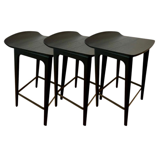 Molteni & C 'Woody' Bar Stools by Francesco Meda in Black Stained Ash – Set of 3