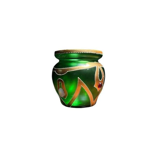 Moser style Art Nouveau glass vase, applied cabochons, c.1900