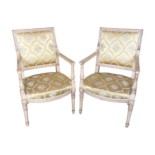 A Pair of French Louis XVI Style Painted Fauteuils, c.1890