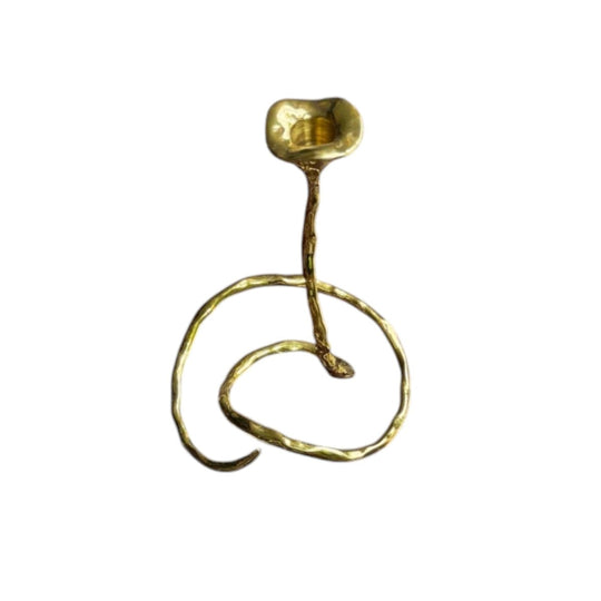 Mukul Goyal Twisted Brass Candlestick, Polished Chrome Finish, 25 cm H, Stamped