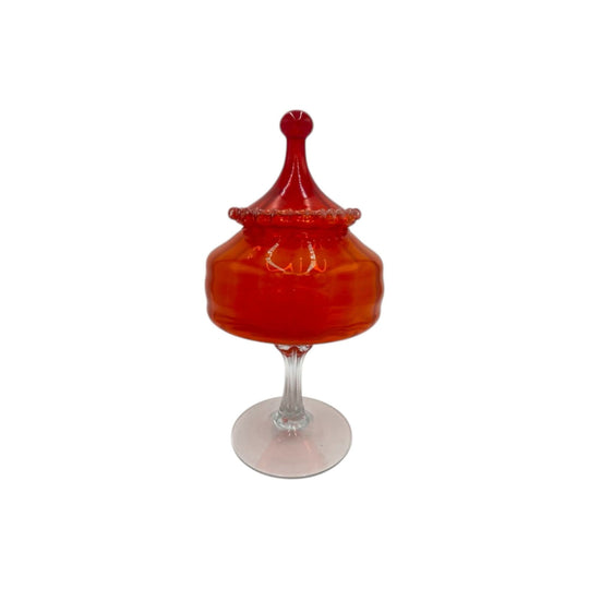 Murano Italy Orange Glass Apothecary Jar