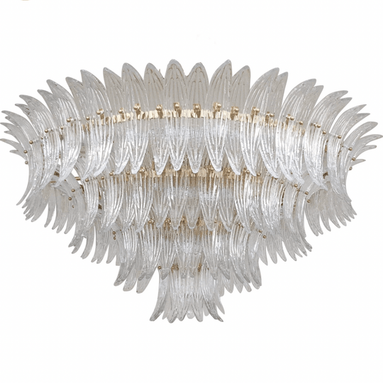 Murano Palmette Chandelier with Brass Frame