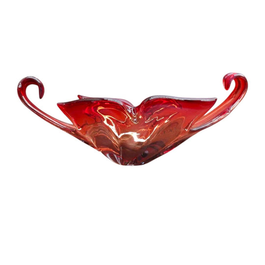 Murano Style Sommerso Art Glass Centrepiece with Amber and Aubergine Tones. B12271