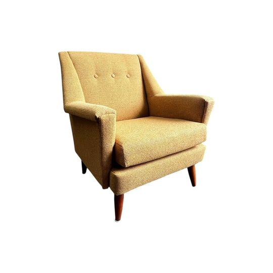 Mustard coloured Midcentury armchair- Newly upholstered