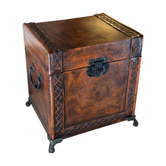 Vintage Felt Lined Lidded Storage Box