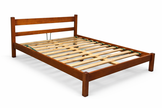 Queen Size Solid Timber Pine Bed Frame Slatted Base Vintage