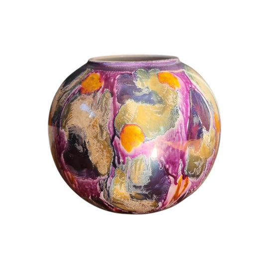 Scheurich Keramik 508-20 Spherical Vase with Rare Reactive Drip Glaze, West German Pottery, 1970s