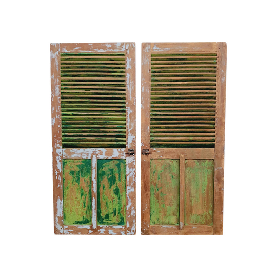 VINTAGE Balinese Blue Louvre Window Shutters
