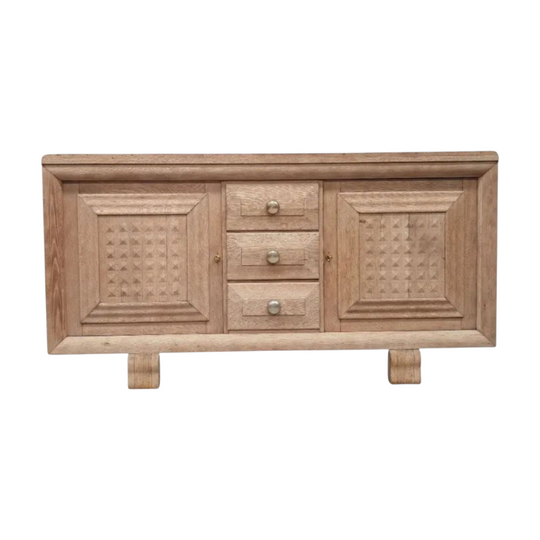Charles Dudouyt French oak two door buffet C 1945 by Charles Dudouyt