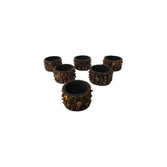 Napkin Rings With Wood Beads set of 6