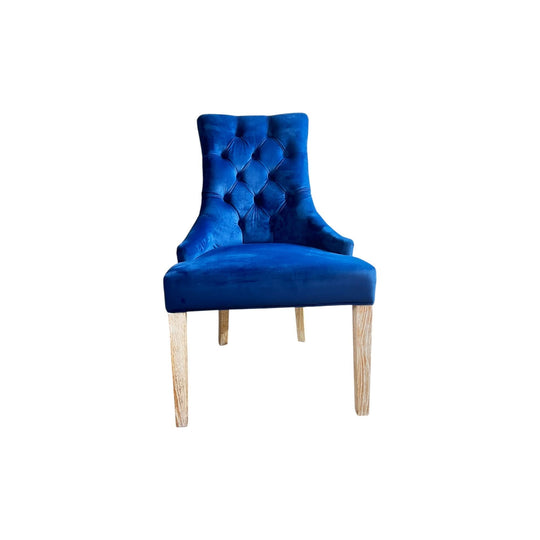 Navy Velvet Diamond buttoned dining chairs - 2 available