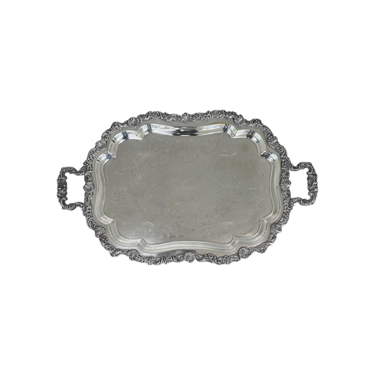 Victorian Loveland Rose silver plate serving tray Sheffield c.1900