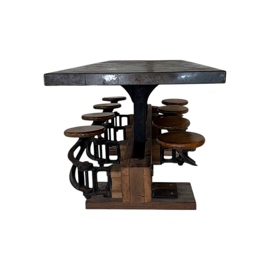 New York Subway Table with swing out seats. Circa 1920s. Currently in Byron Bay